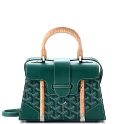 Structured Saigon Top Handle Bag Coated Canvas with Leather Mini