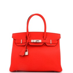 Birkin Handbag Rouge De Coeur Epsom with Palladium Hardware 30