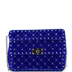 Rockstud Spike Flap Bag Quilted Velvet Medium