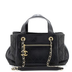 Shopping Tote Quilted Denim with Stitched Calfskin Medium