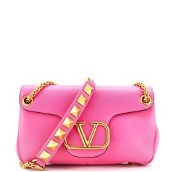 Stud Sign Shoulder Bag Leather
