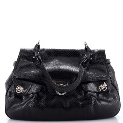 Gancini Top Handle Bag Python Large