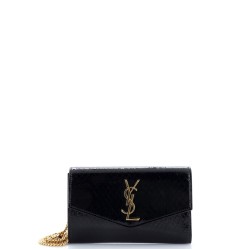 Uptown Chain Wallet Crocodile Embossed Leather