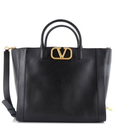 VLogo Convertible Shopper Tote Leather Large