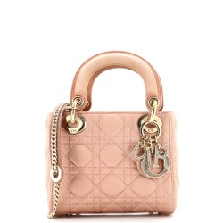 Lady Dior Bag Cannage Quilt Satin with Crystal Charms Mini
