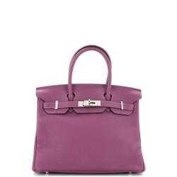 Birkin Handbag Anemone Clemence with Palladium Hardware 30