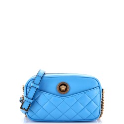 Medusa Icon Front Slip Pocket Camera Bag Quilted Leather Small