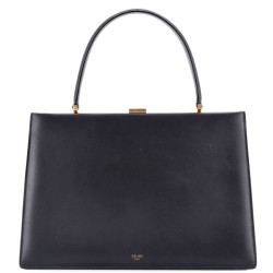 Clasp Top Handle Bag Leather Medium