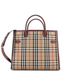 Title Two Handle Tote Vintage Check Canvas and Leather Medium