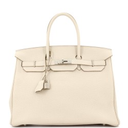 Birkin Handbag Light Clemence with Palladium Hardware 35