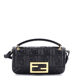 Midi Baguette Chain Bag Zucca Embossed Leather Small