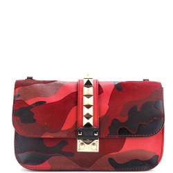 Glam Lock Shoulder Bag Camo Leather and Canvas Medium