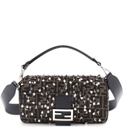 Baguette NM Bag Sequin Embroidered Zucca Canvas Medium