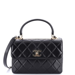Trendy CC Top Handle Bag Quilted Lambskin Small