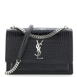 Sunset Crossbody Bag Crocodile Embossed Leather Medium