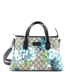 Convertible Zip Tote Blooms Print GG Coated Canvas Medium