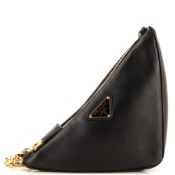 Double Symbole Triangle Bag Leather and Jacquard Mini