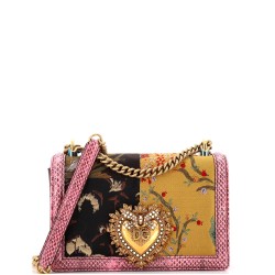 Devotion Crossbody Bag Patchwork Printed Fabric With Snakeskin Small
