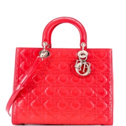 Lady Dior Bag Cannage Quilt Patent Large