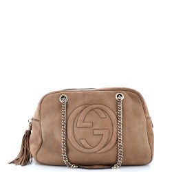 Soho Chain Zip Shoulder Bag Nubuck Medium