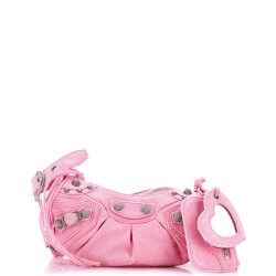 Le Cagole Giant Studs Shoulder Bag Denim with Crystals XS