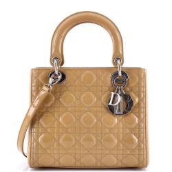 Lady Dior Bag Cannage Quilt Patent Medium