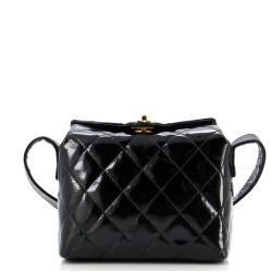 Vintage CC Turnlock Box Bag Quilted Patent Mini