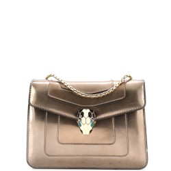 Serpenti Forever Square Shoulder Bag Metallic Leather Small