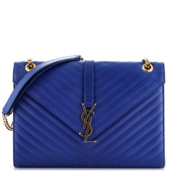 Classic Monogram Envelope Satchel Matelasse Chevron Leather Large