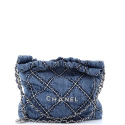 22 Chain Hobo Quilted Stitched Denim Small