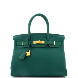 Birkin Handbag Malachite Togo with Gold Hardware 30