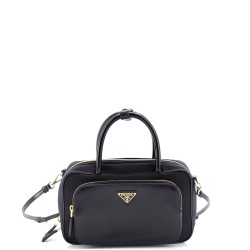 Front Pocket Zip Around Bowler Tessuto with Leather Small