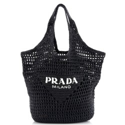Triangle Logo Bucket Tote Raffia