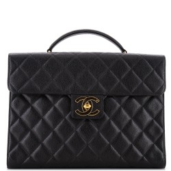 Vintage CC Briefcase Quilted Caviar Large