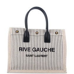 Rive Gauche Shopper Tote Striped Canvas Small