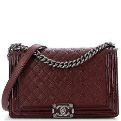 Boy Flap Bag Quilted Goatskin with Patent New Medium