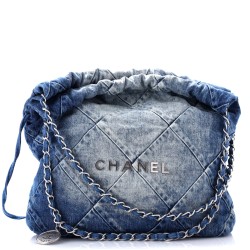 22 Chain Hobo Quilted Denim Small