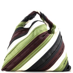 Hop Hobo Striped Leather and Suede Large