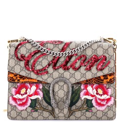 Dionysus Bag Embroidered GG Coated Canvas with Python Medium