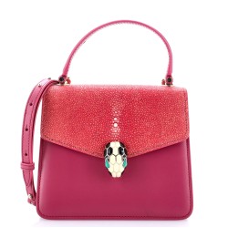 Serpenti Forever Top Handle Bag Leather and Stingray Small