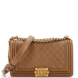 Boy Flap Bag Quilted Metallic Calfskin Old Medium
