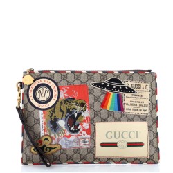 Courrier Pouch GG Coated Canvas with Applique