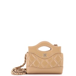 31 Shopping Bag Clutch with Chain Quilted Calfskin Nano