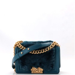 Boy Flap Bag Fur with Leather Small