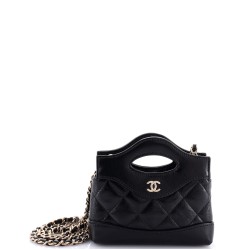 31 Shopping Bag Clutch with Chain Quilted Calfskin Nano