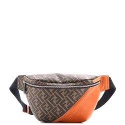 Zip Belt Bag Zucca Coated Canvas and Leather