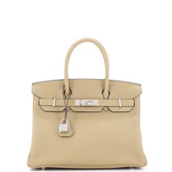 Birkin Handbag Light Clemence with Palladium Hardware 30