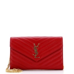 Classic Monogram Wallet on Chain Matelasse Chevron Leather Medium