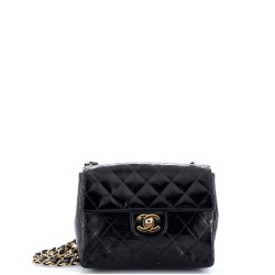 Vintage Square Classic Single Flap Bag Quilted Patent Mini