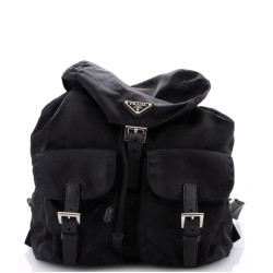 Vela Double Front Pocket Backpack Tessuto with Saffiano Leather Medium